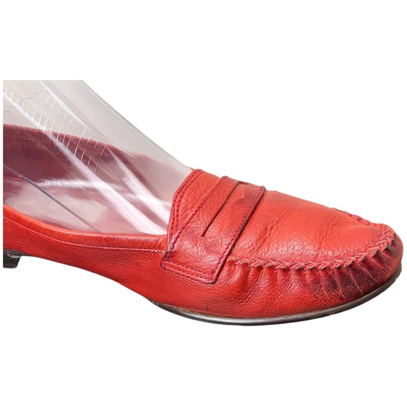 Vintage Pappagallo Penny Loafer Womens 10M Red/Orange  Leather  Casual Preppy - Picture 11 of 16